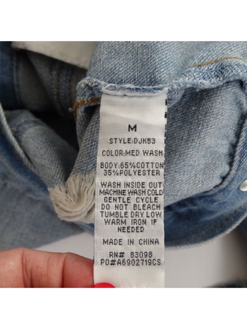 Ci Sono Distressed Ripped Denim Jacket Women Size M Blue Light Wash Long Sleeve - Picture 8 of 8